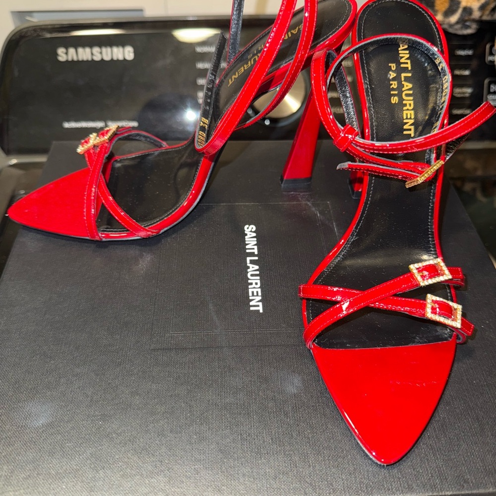 Saint Laurent Red High Heeled Sandals
